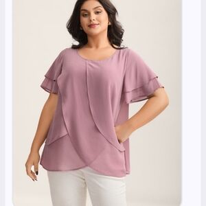 Bloomchic Chiffon Layered Flowy Mauve Pink Blouse